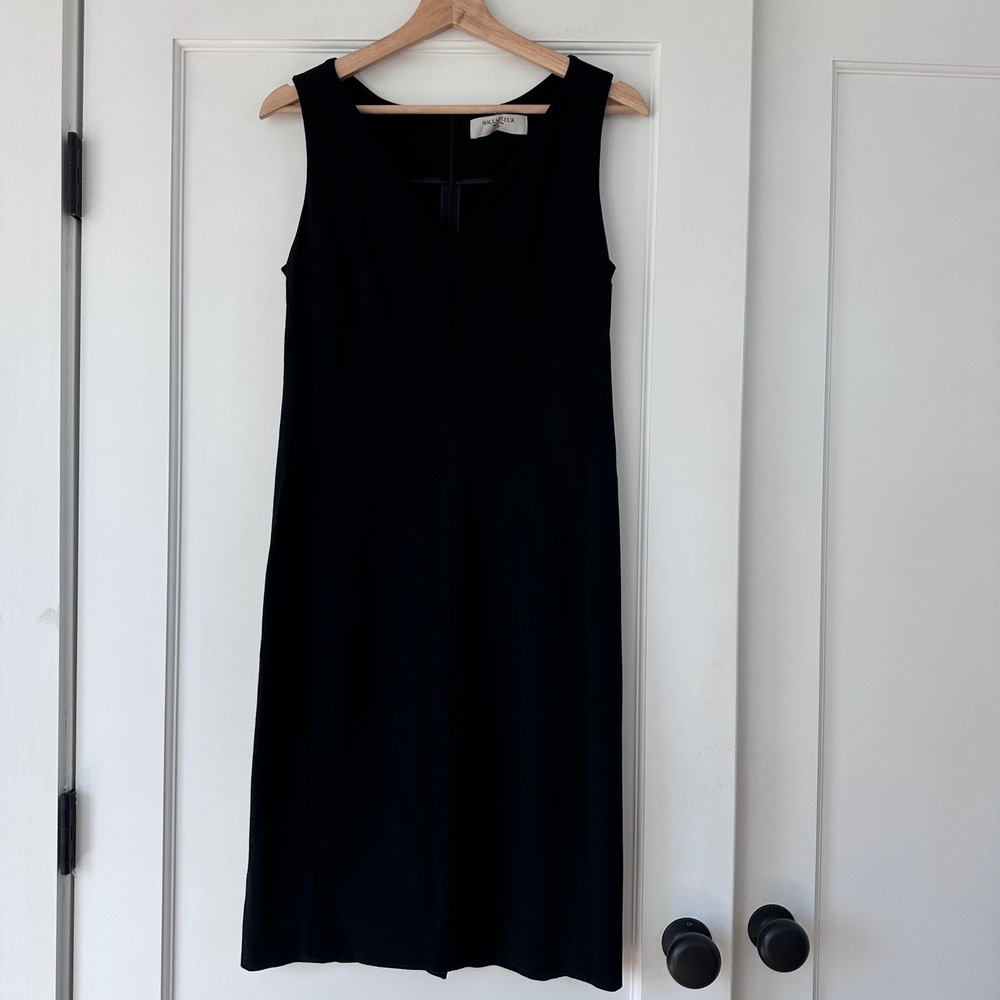 MM.LaFleur Rachel Dress Black V-Neck Sleeveless Sheath Ponte Knit Size 14 - Picture 7 of 12